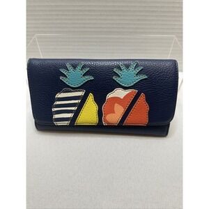 Relic Vintage Trifold Leather Navy Pineapple‎ Design Wallet